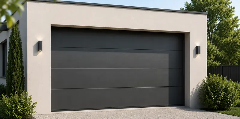 Porte de garage sectionnelle anthracite à panneaux lisses